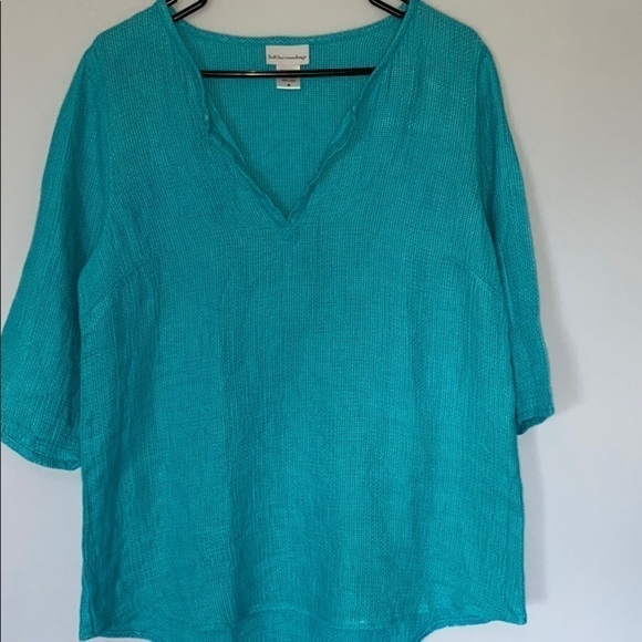 Soft Surroundings Linen Tunics Size Medium Tunics Waffle Knit V Neck Two - Picture 2 of 16
